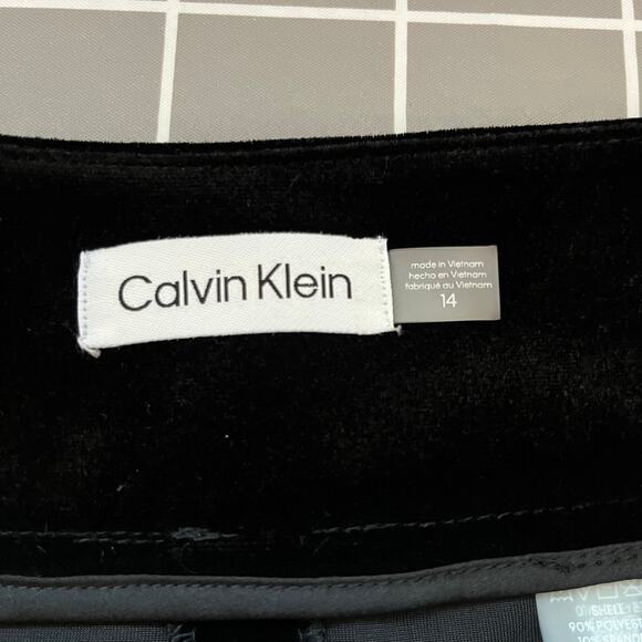 Calvin Klein Whitney Velour Velvet Black Wide Leg High Rise Trouser Pants 14 NWT - Picture 4 of 15